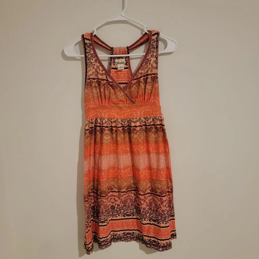 Vintage Y2K Mudd Babydoll Size Small S Floral Racerback Boho Mini Dress Hippie